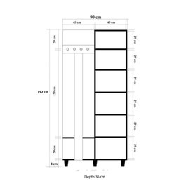 Hanah Home Perchero 90 - 727 Roble Sonoma 90x192 cm